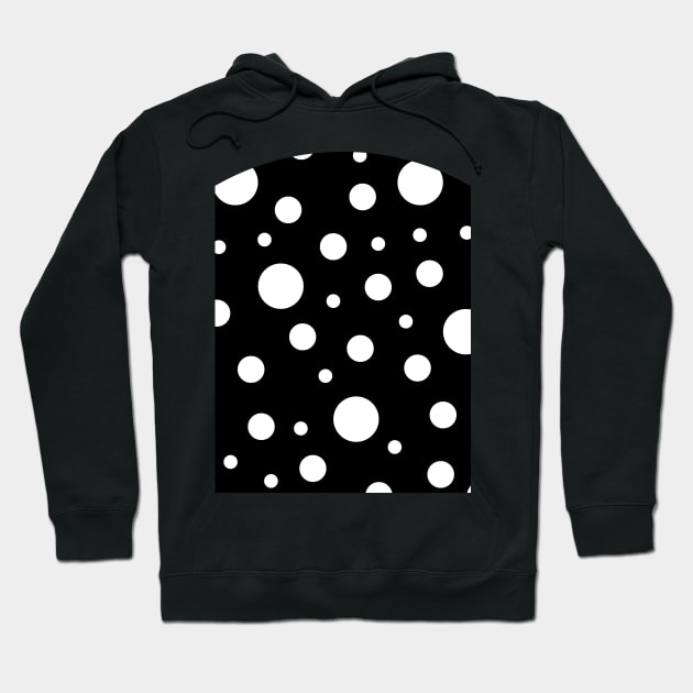 White on Black Polka Dot Pattern Hoodie by Looly Elzayat